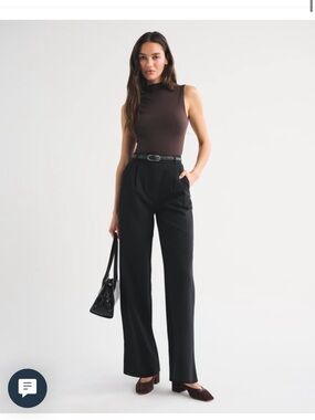 Abercrombie & Fitch Sloane Black Wide-Leg High-Waist Trousers